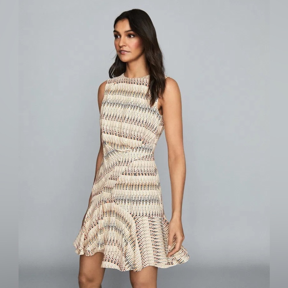 Reiss Andrina Spot Printed Ruffle Mini Dress